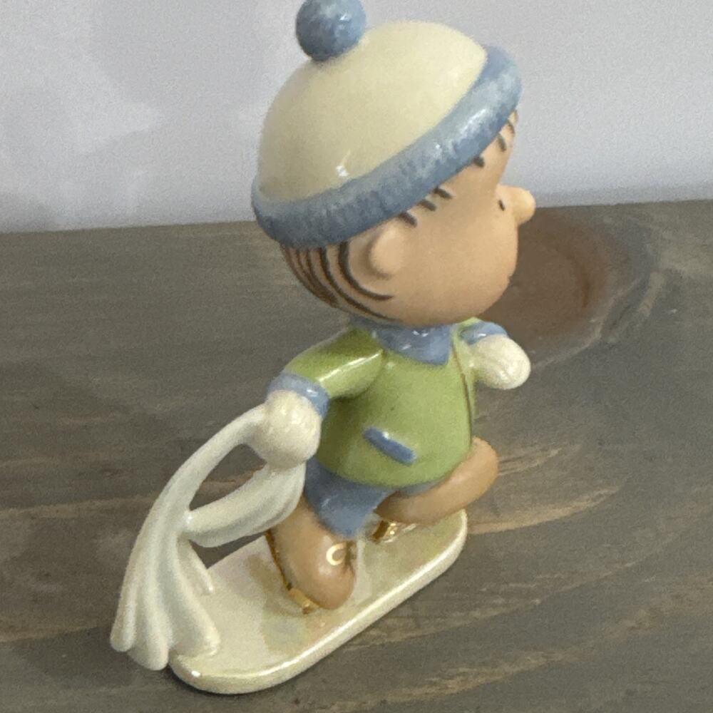 RARE Peanuts Linus Ice Skating W/Blanket Lenox- A Skating Party - Vintage Figure - Picture 4 of 13
